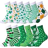 Boyiee 24 Pairs St. Patrick's Day Socks Bulk Holiday Fuzzy Sleeping Print Soft Gift Socks for Spring Women Men