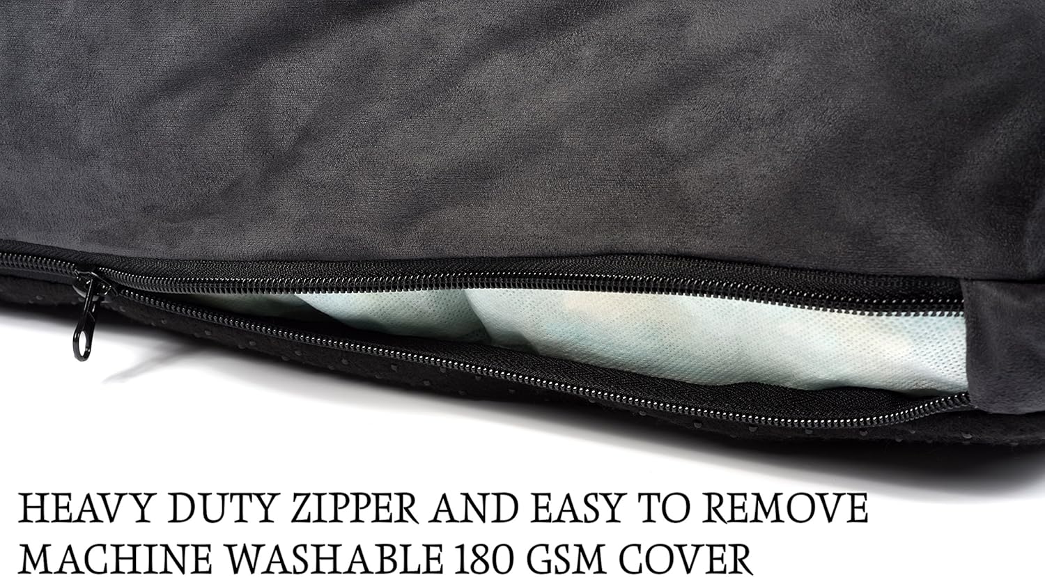 Orthopedic Dog Bed | Pure Premium Shredded Memory Foam Ideal for Aging Dogs | Waterproof Removable Washable Cover (XL (46"x36"x5")(80-120 lbs), Grey with Ocean Blue Trim) : Pet Supplies