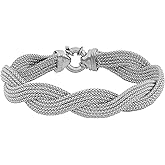 Kooljewelry Sterling Silver Multi Row Braided Popcorn Chain Bracelet (8 inch)