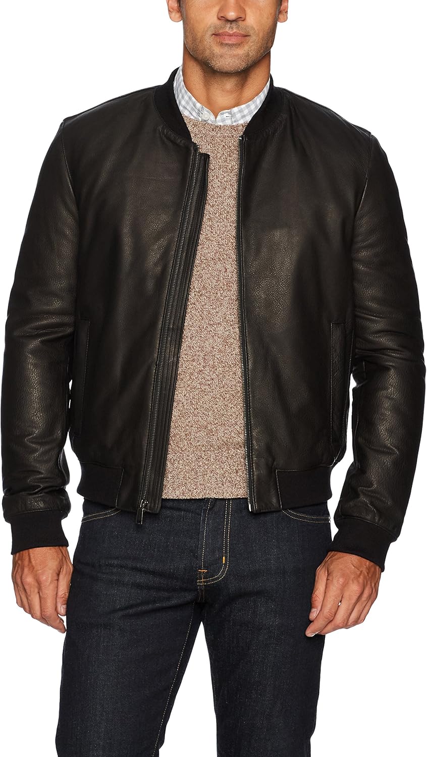 Cole Haan Men's Leather Jacket Amazon.co.uk Clothing