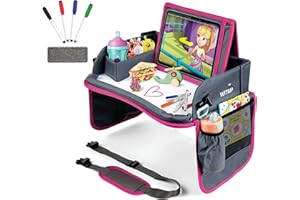 WITRIP Kids Travel Tray with Dry Erase Board, Travel Tray for Kids Car Seat, Carseat Table Trays for Toddler, Kid Activity De