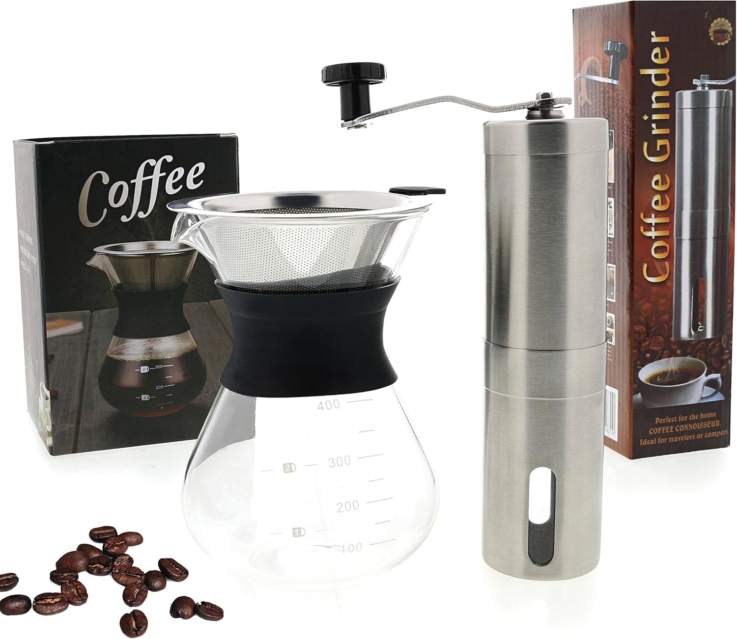 PourOver Coffee Maker Set Fast and Quiet ManualGrinder