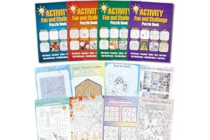 Elfew 4 Pack Activity Book for Adults, 150+ Brain Games, Memory Games for Adults, Teens and Seniors, Activities for Adults, Includes Word Search, Sudoku, Mazes and More, Relaxation Gifts for Women