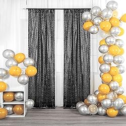 BEDDEB Black Sequin Backdrop Curtain, 2PCS 2FTx8FT