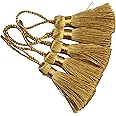 Makhry 20pcs 4.3 Inch Handmade Silky Floss Mini Tiny Craft Tassels with 2-Inch Cord Loop and Small Chinese Knot for Earrings, Souvenir, Bookmarks, DIY Craft Accessory,Tags (#47Champagne)