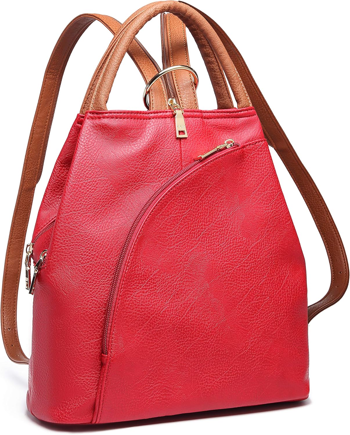 【グッシオ ベーシック】レザータッチ 3WAY リュック x 肩掛け x ハンドバッグ レディース 多機能 italy 120406 レッド