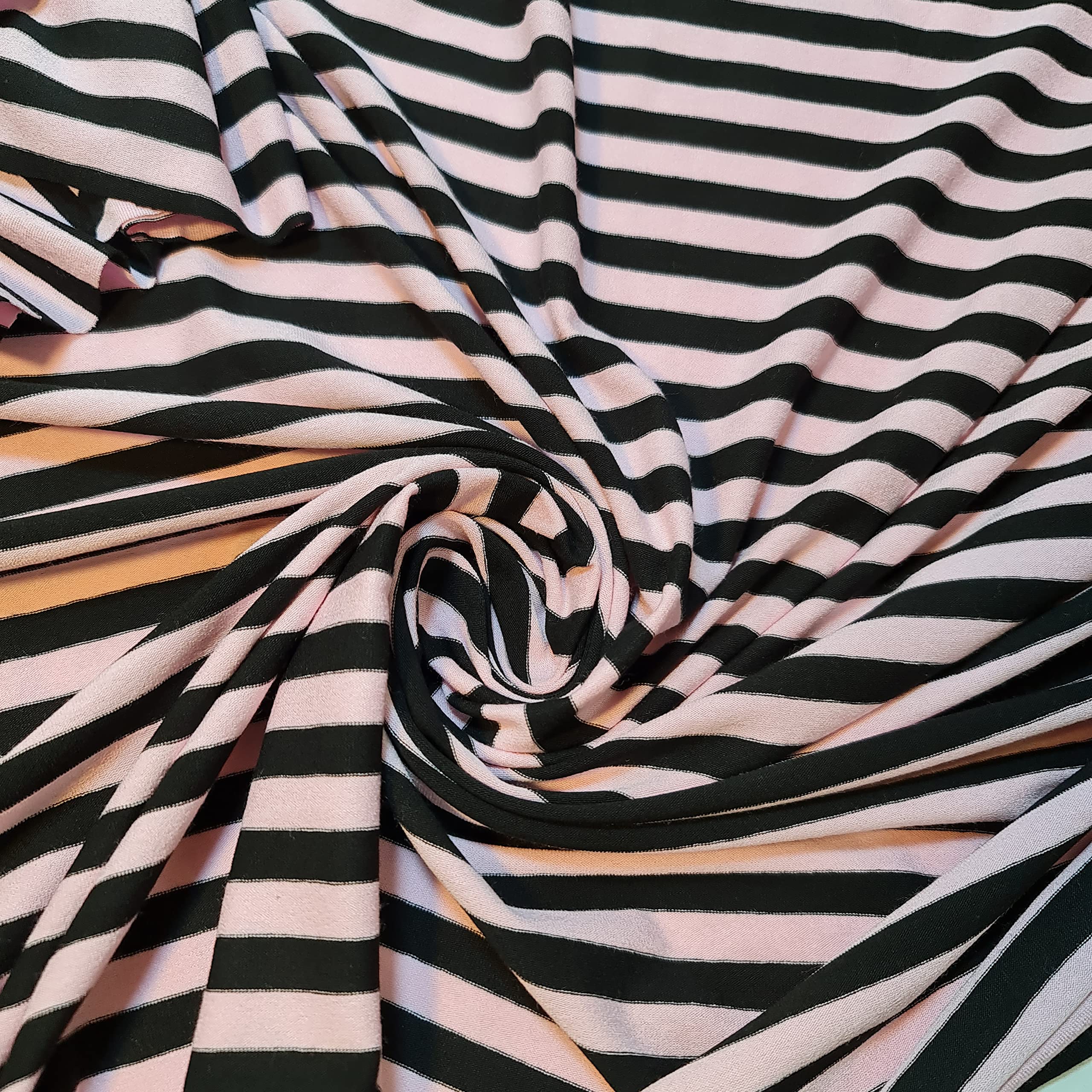 Soft Printed Cotton Jersey Stretch Knit Fabric – Ideal for T-Shirts, Babywear, Dressmaking & Crafts | 58" (150cm) Wide | Sold Per Meter (Pre-Cut) (Pink Black Stripe)