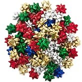 Hallmark 3" Holiday Gift Bows, 75-Pack (Red, Gold, Green, Silver, Blue)