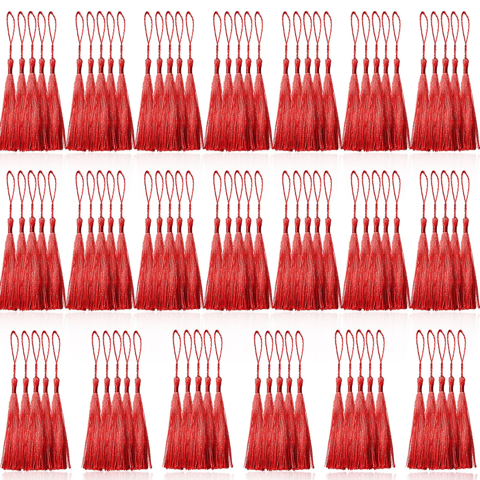 Photo 1 of Creatrill 100 Pcs Red Mini Tassels 13cm/5 Inch with Loops for Bookmarks, Jewelry Making, DIY Projects