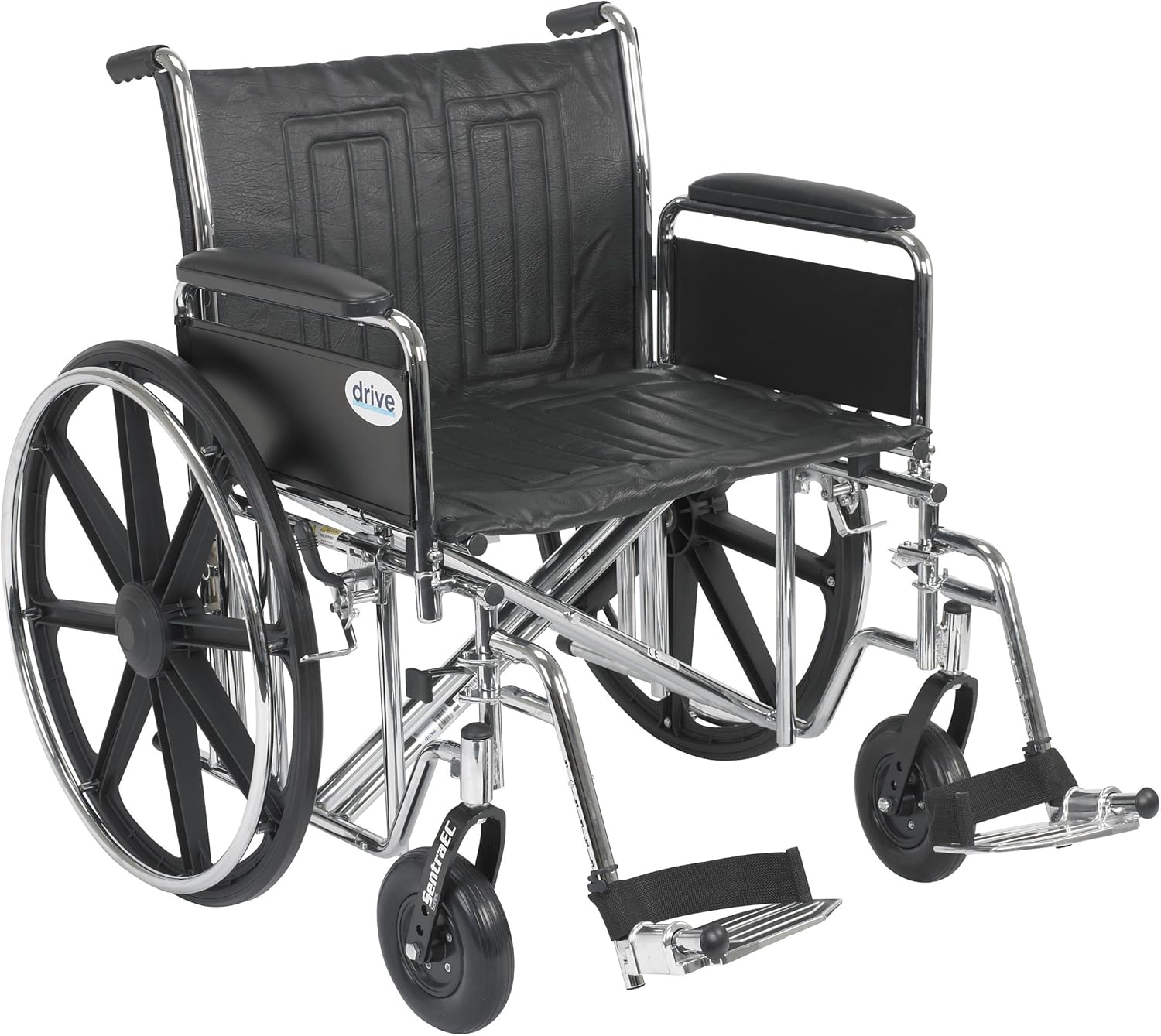 Drive Medical Sentra EC Heavy Duty Wheelchair with Various Arm Styles and Front Rigging Options, Black, Bariatric, 22 Inch: Health & Personal Care