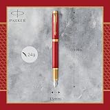 Parker IM Fountain Pen Premium Red Lacquer Gold Trim Fine Point Gift Box view 3