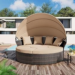 Crownland Outdoor Patio Canopy Bed Round Daybed