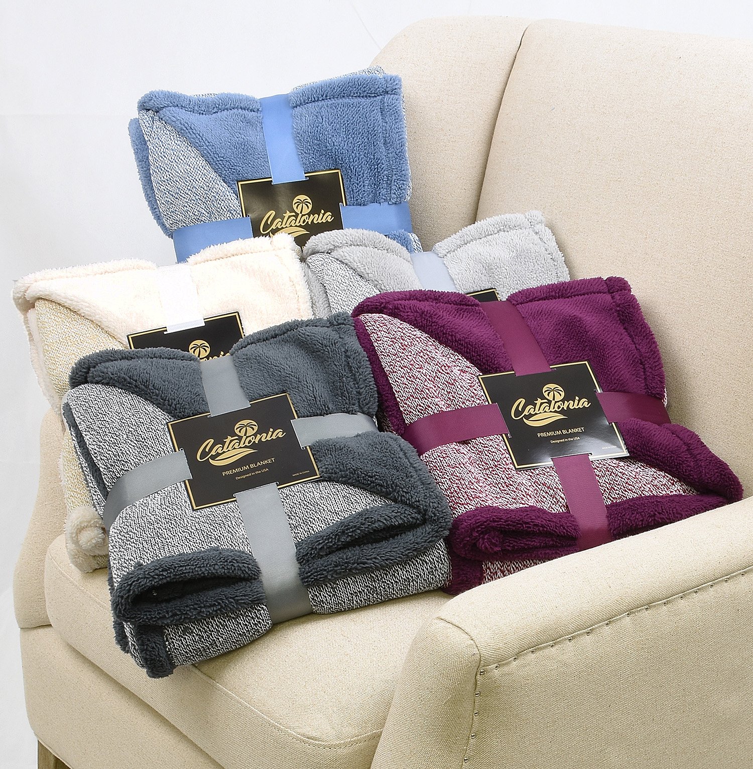 Fleece Blanket,Premium Reversible Super Soft Couch Knit Sherpa Throws All Season Gift Blanket 50\