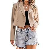 luvamia Cropped Blazers for Women Business Casual Open Front Long Sleeve Suit Jacket Trendy Oversized Work Office Blazer
