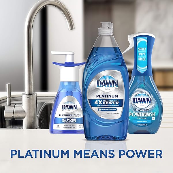 DAWN PLATINUM DISHWASHING LIQUID DISH SOAP, REFRESHING RAIN SCENT, 24 FL OZ