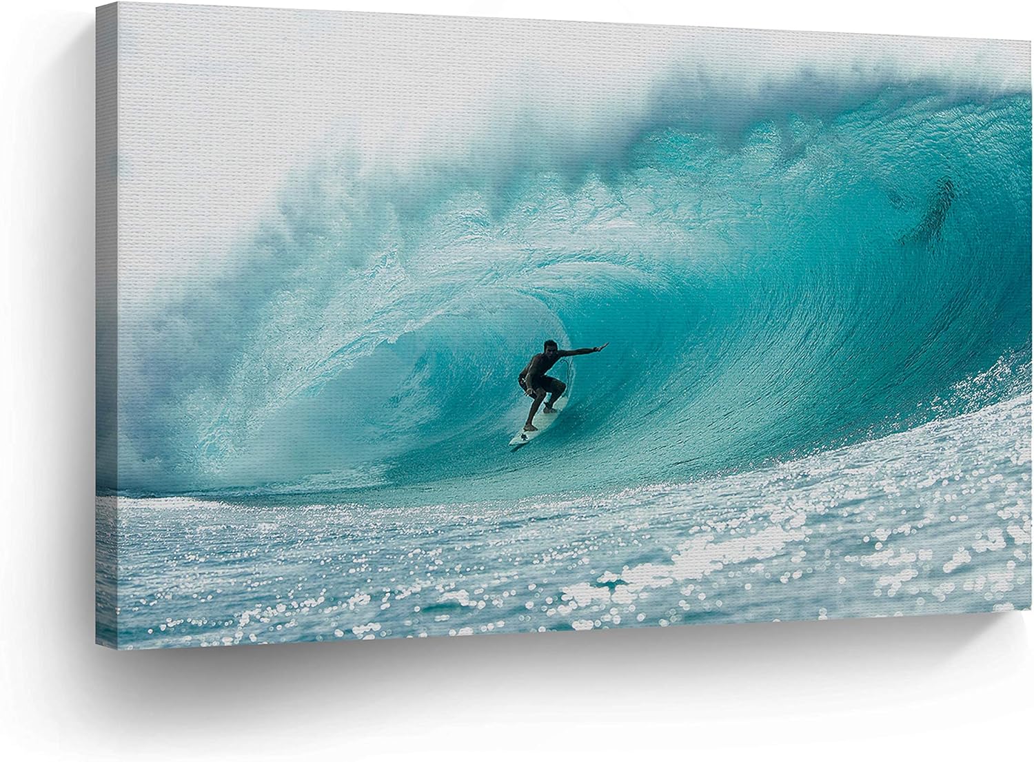Canvas Print Surfer Wall Art Ocean Waves Big Giant Huge Wave Surfing Guy Beach Nautical Decor Artwork Living Room Office Bathroom Decor Stretched Ready to Hang%100 Handmade in The USA SURF1_812