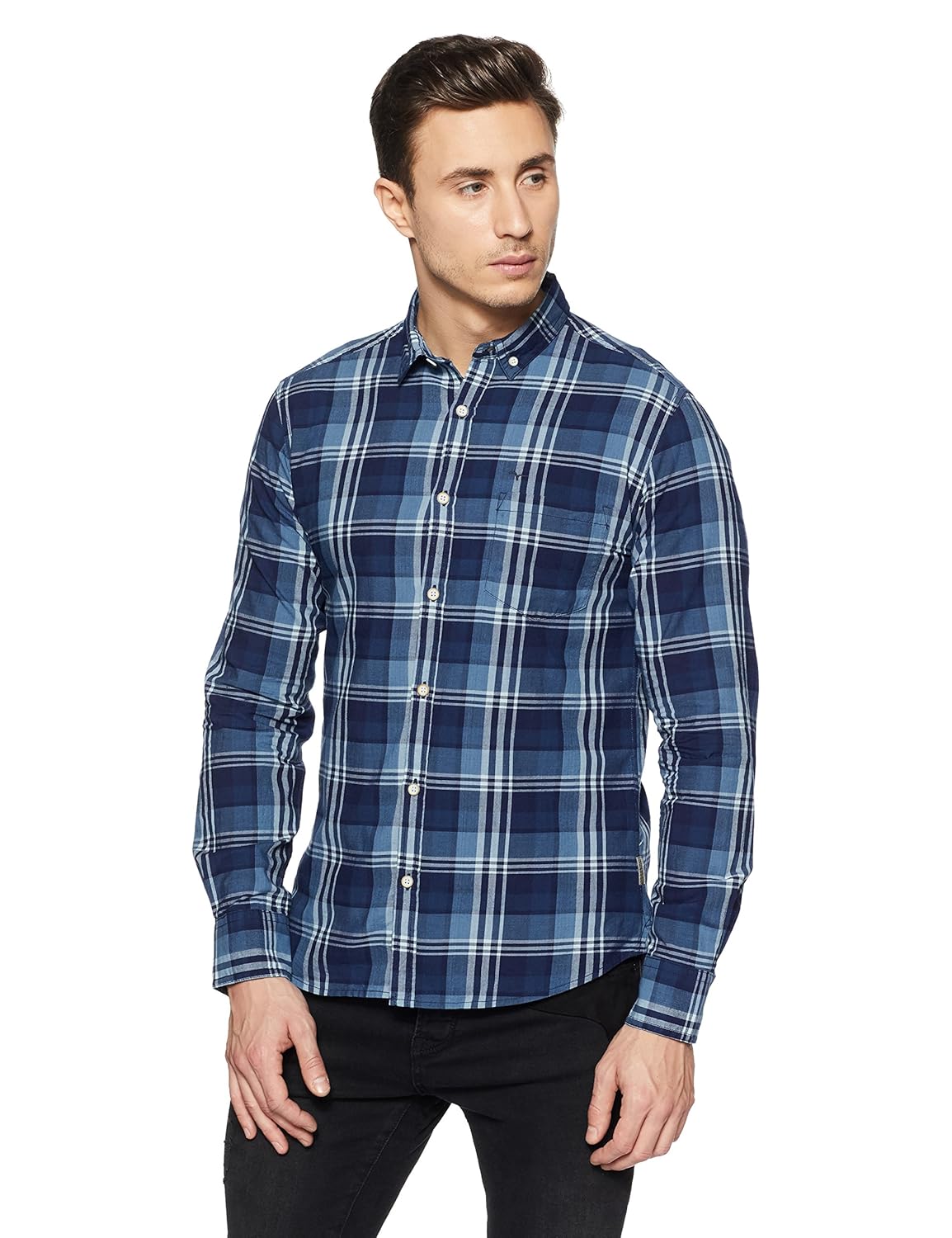 flying machine men's checkered slim fit casual shirt