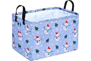 ACMUUNI Christmas Gift Basket Shelf Toys Storage Bin for Kids, Rectangle Storage Box Laundry Hamper with Handles