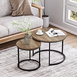 Smuxee Nesting Coffee Table Set of 2, 23.6" Round