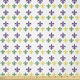 Ambesonne Mardi Gras Fabric by The Yard, Fleur De