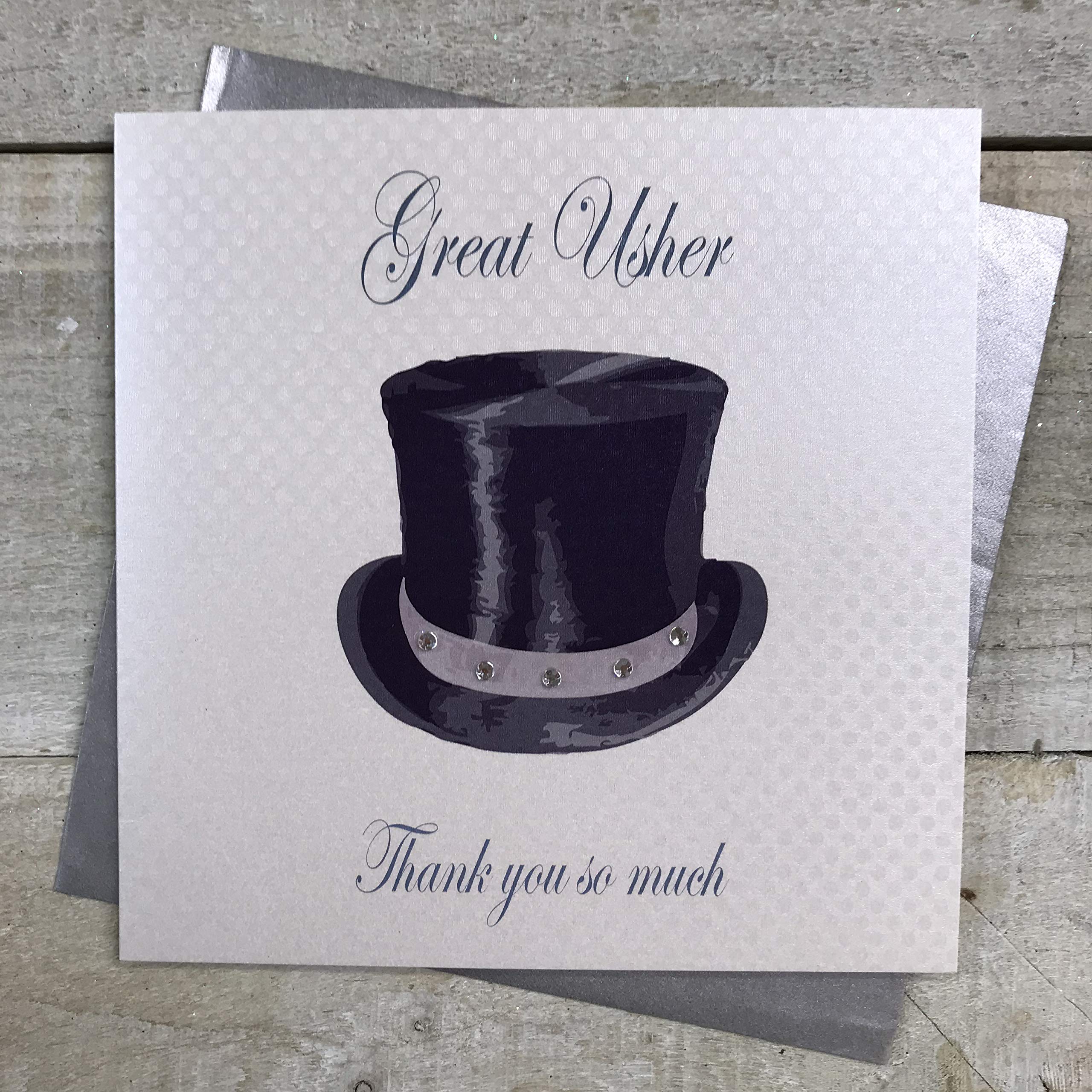 WHITE COTTON CARDS Usher Thank You So Much Wedding Handmade Card, White, PD20