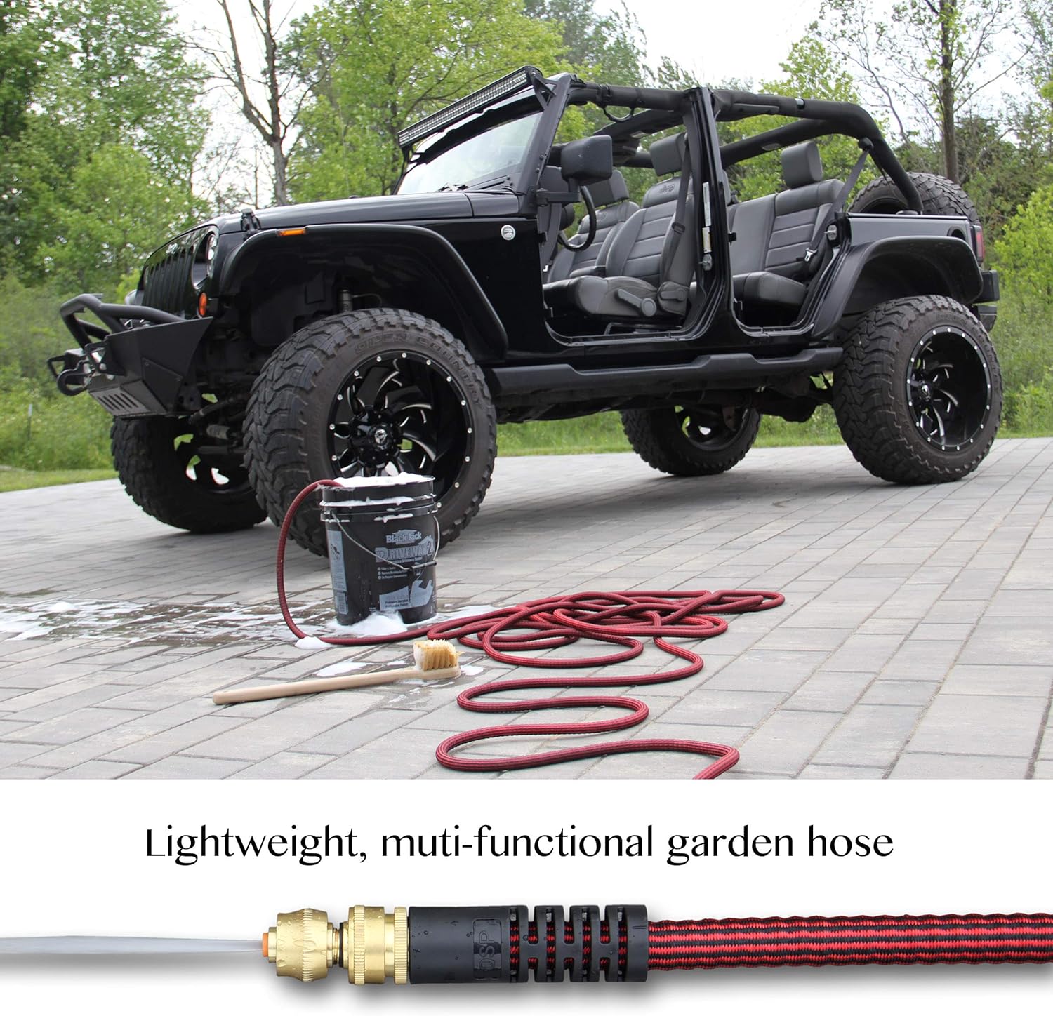 Pure Expandable Garden Hose 50 FT with Spray Nozzle Best Expanding Retractable Water Pipe for Garden Lawn Zero Kink Red Line : Garden & Outdoor