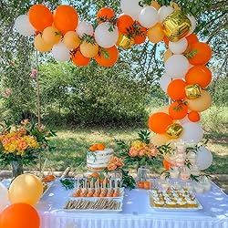 RUBFAC 129pcs Orange Balloons Different Sizes
