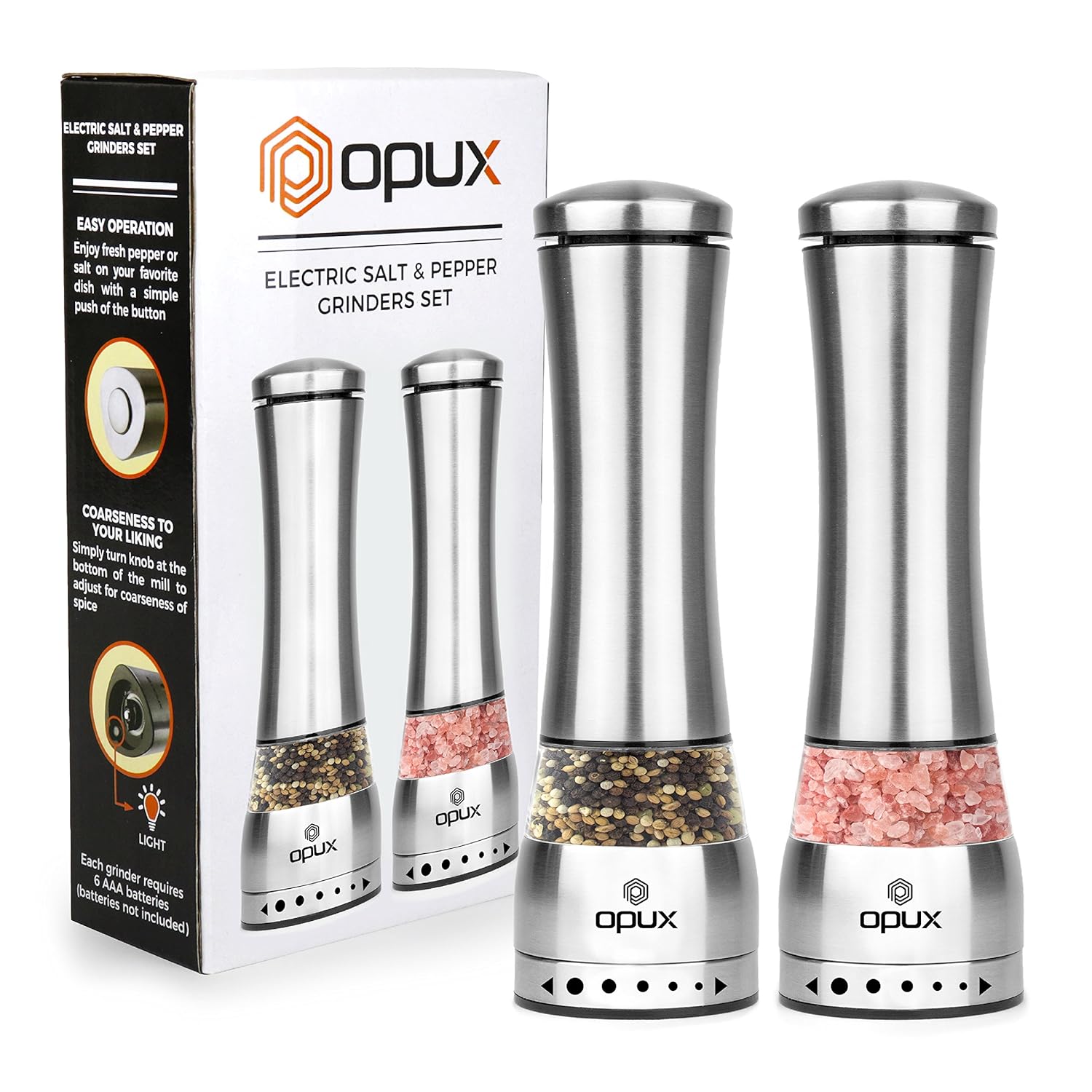 Electric Salt and Pepper Grinder Set Battery Operated Pepper Mill with