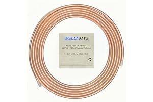 BELLA BAYS Copper Tubing 7/8" OD x 0.796" ID x 50 ft, 99.9% C12200 ASTM B280 Refrigeration ACR Tubing Seamless Soft Coil Round T2 Pure Copper Tube for HVAC System, Refrigerator, Industry, DIY