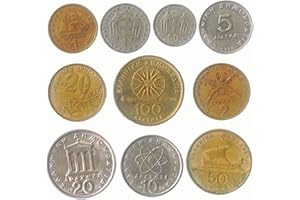 10 Old Greece Greek Coins Pre-Euro 1954-2002 Drachma Lepta. Perfect Choice for Your Coin Bank, Coin Holders and Coin Album