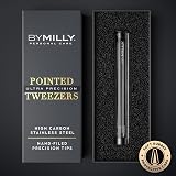 By MILLY Pointed Tweezers High Carbon Stainless Steel Precision Tip view 2