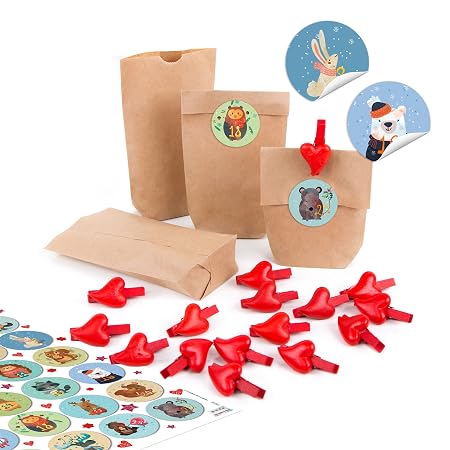 24 Mini Sacchetti Di Carta Per Calendario Dellavvento 15 X