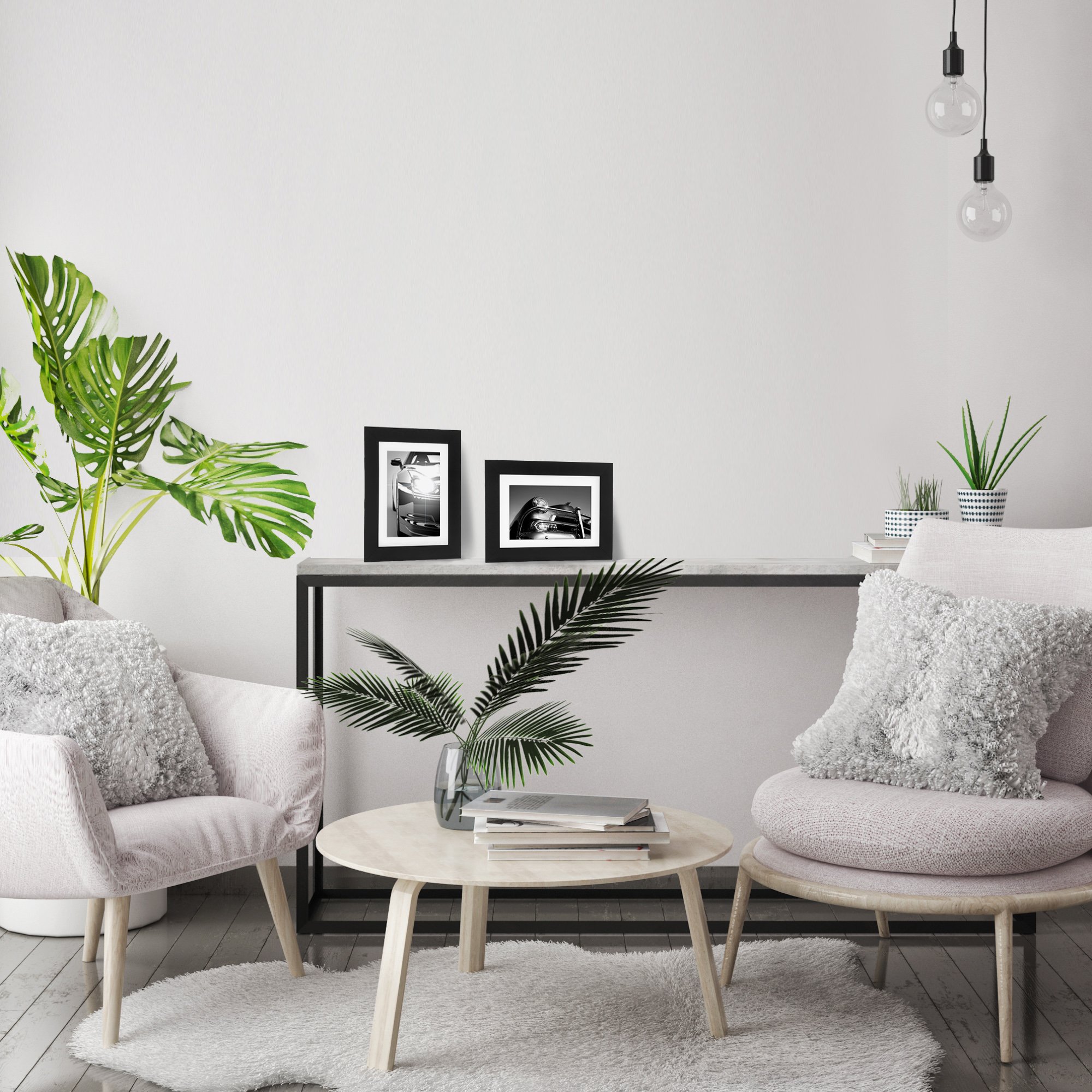 Two Tabletop Frames Made to Display Pictures Sized 4x6 inches with Mat