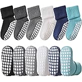 LANLEO Baby Girls Boys Non Slip Socks with Grips Toddler Kids Unisex Warm Thick Cotton Ankle Crew Socks with Grippers