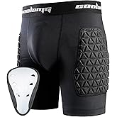 COOLOMG Youth Boys Sliding Shorts with Athletic Cup Compression Shorts for Baseball Football Lacrosse
