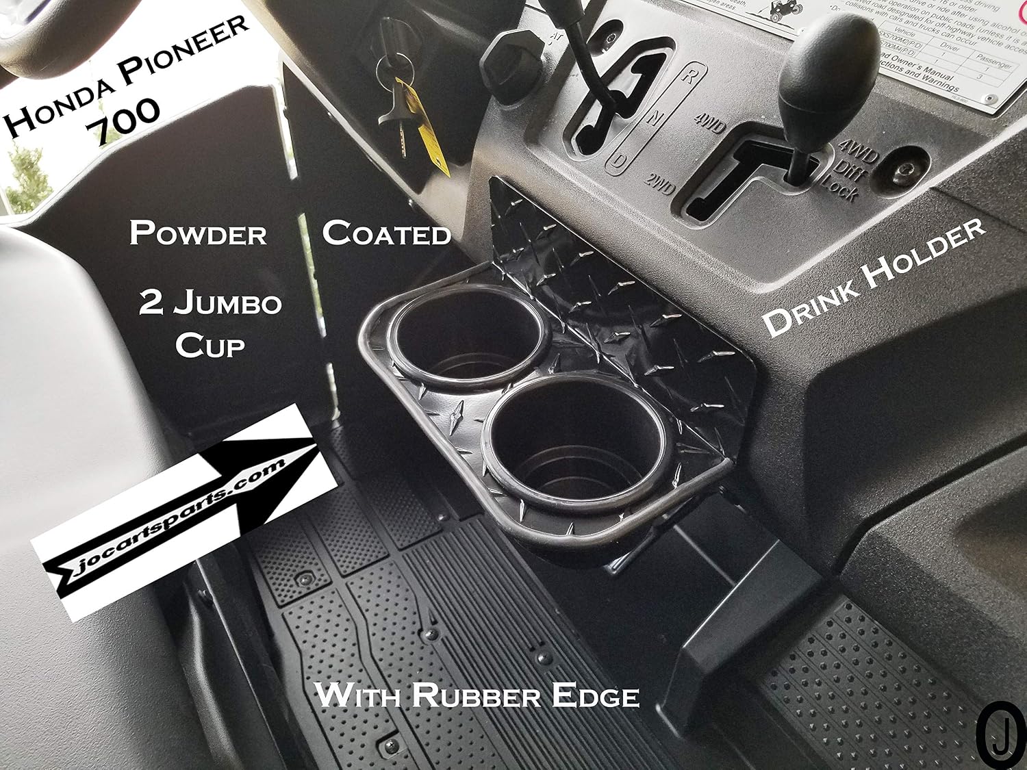 Amazon Com J O Carts Parts Fits Honda Pioneer 700 Jumbo Cup Drink Holder Black Diamond Plate With Rubber Edge Automotive