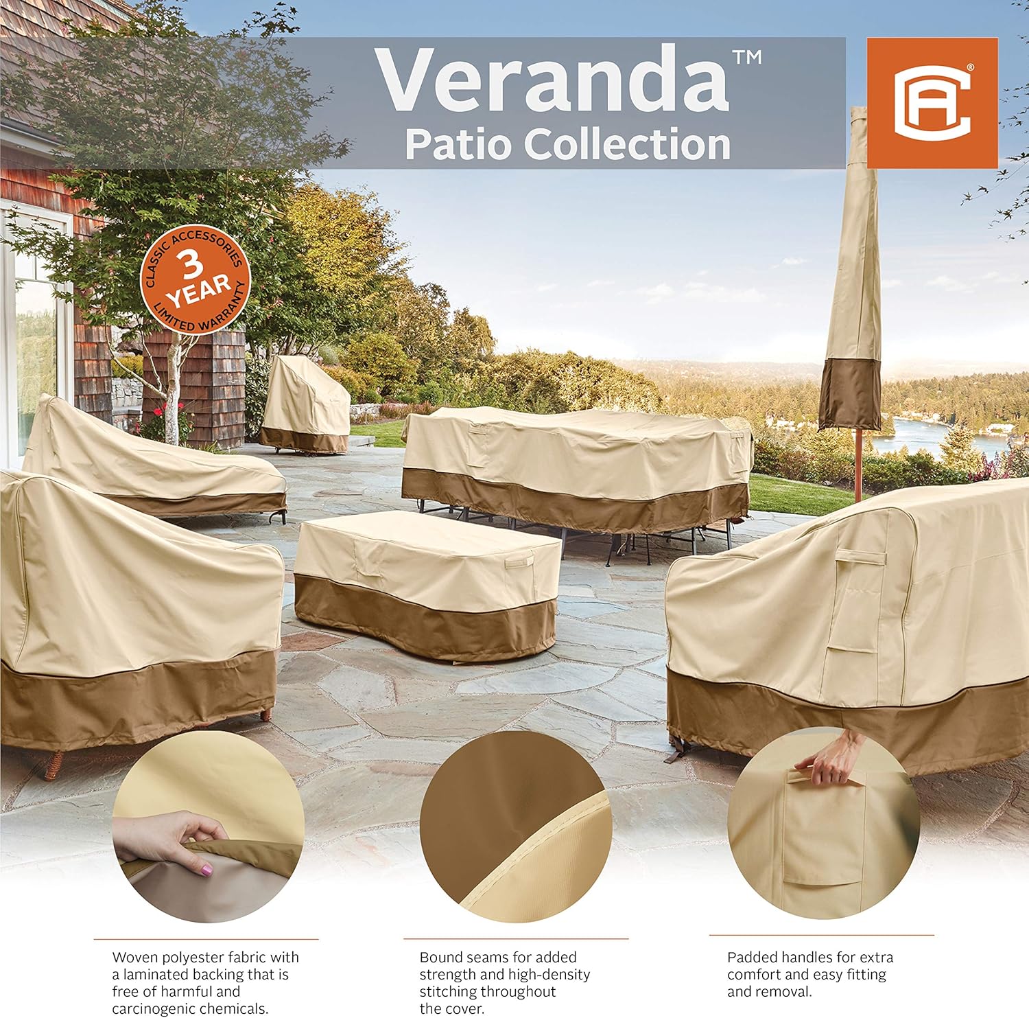 Classic Accessories Veranda Water-Resistant 78 Inch Patio Day Chaise Lounge Chair Cover : Patio Chaise Lounge Covers : Garden & Outdoor