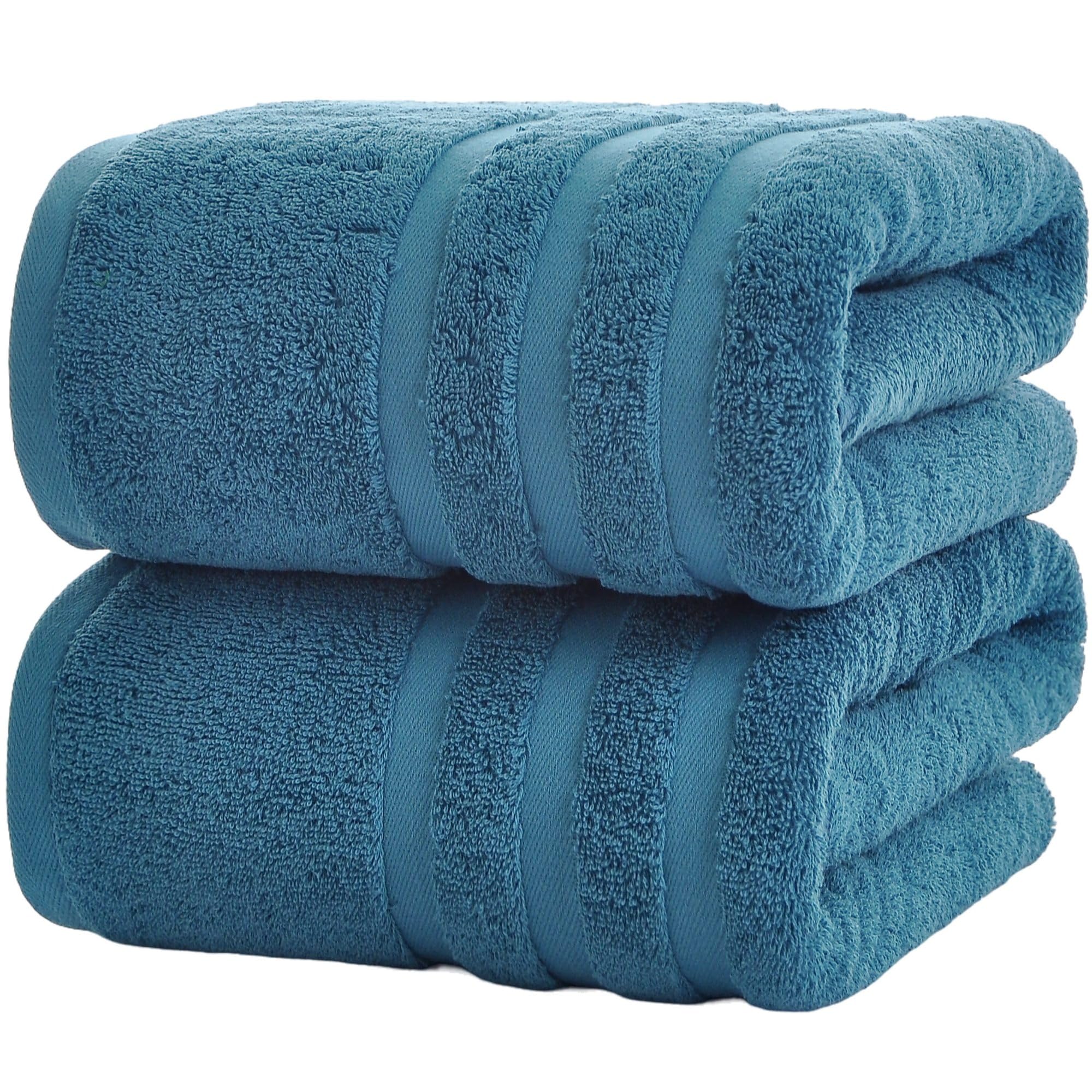 Velqora Large Bath Towel Set 2 Pack, 30×60 Inches, 100% Cotton Bathroom Towels, Soft, Absorbent & Comfortable for Home, Spa, Gym(Blue)
