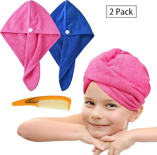 Llutny Hair Towel Wrap For Kids Super Absorbent And Fast Dry Hair