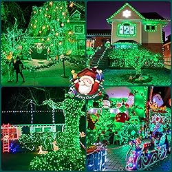 JMEXSUSS Green Christmas Lights Clear Wire, 66ft