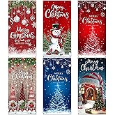 Tiamon 6 Pcs Christmas Door Cover Decorations 71 x 35 inch Front Door Backdrop Banner Xmas Hanging Cover for Indoor Outdoor Window Merry Christmas Party Decorations (Classic)