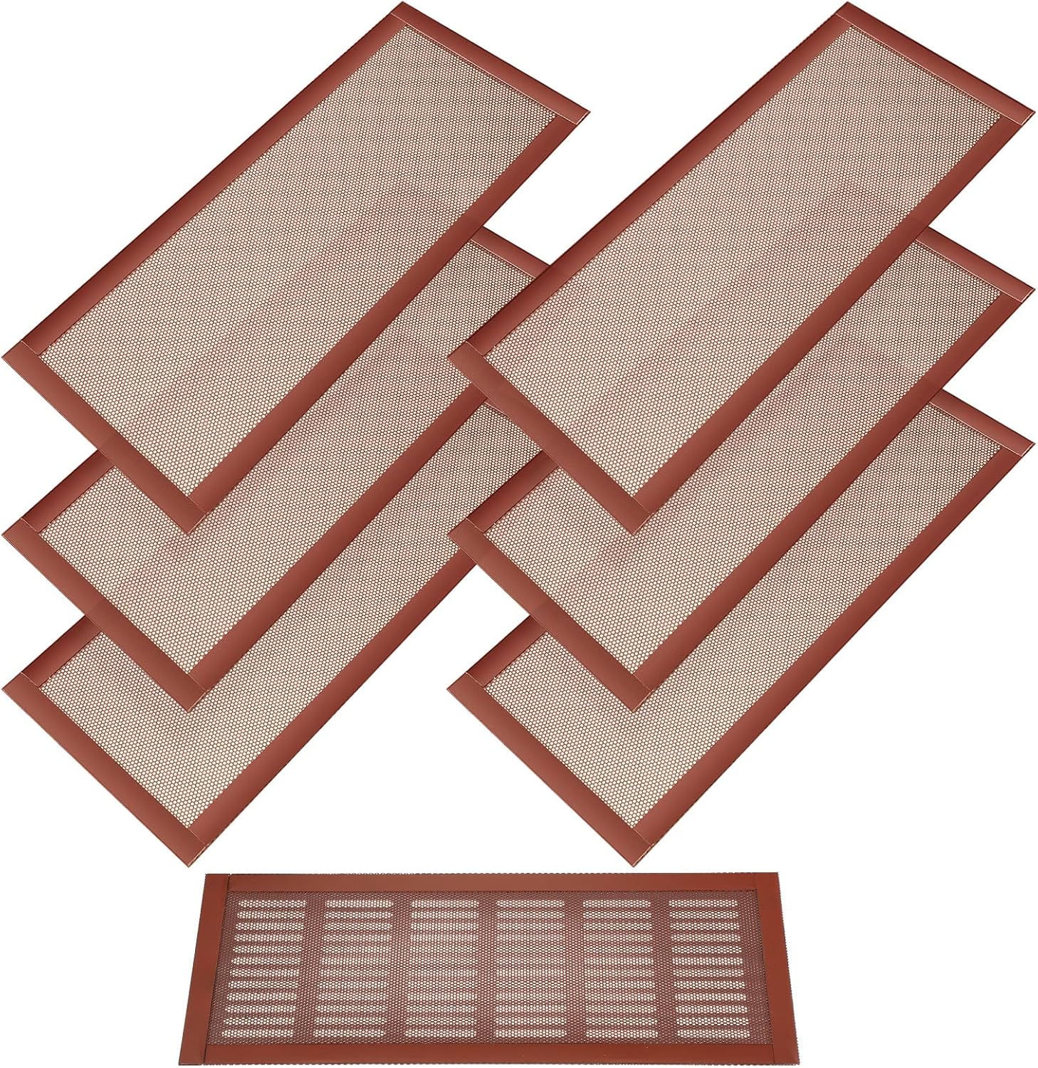 Registers, Grilles & Vents - Floor Vent Covers Rectangle Air Vent Screen Cover Magnetic PVC Vent Mesh Floor Register Cover Plastic Vent Screen for Wall Ceiling Floor Catch Debris Hair Insect (Brown, 6 x 14 Inch)