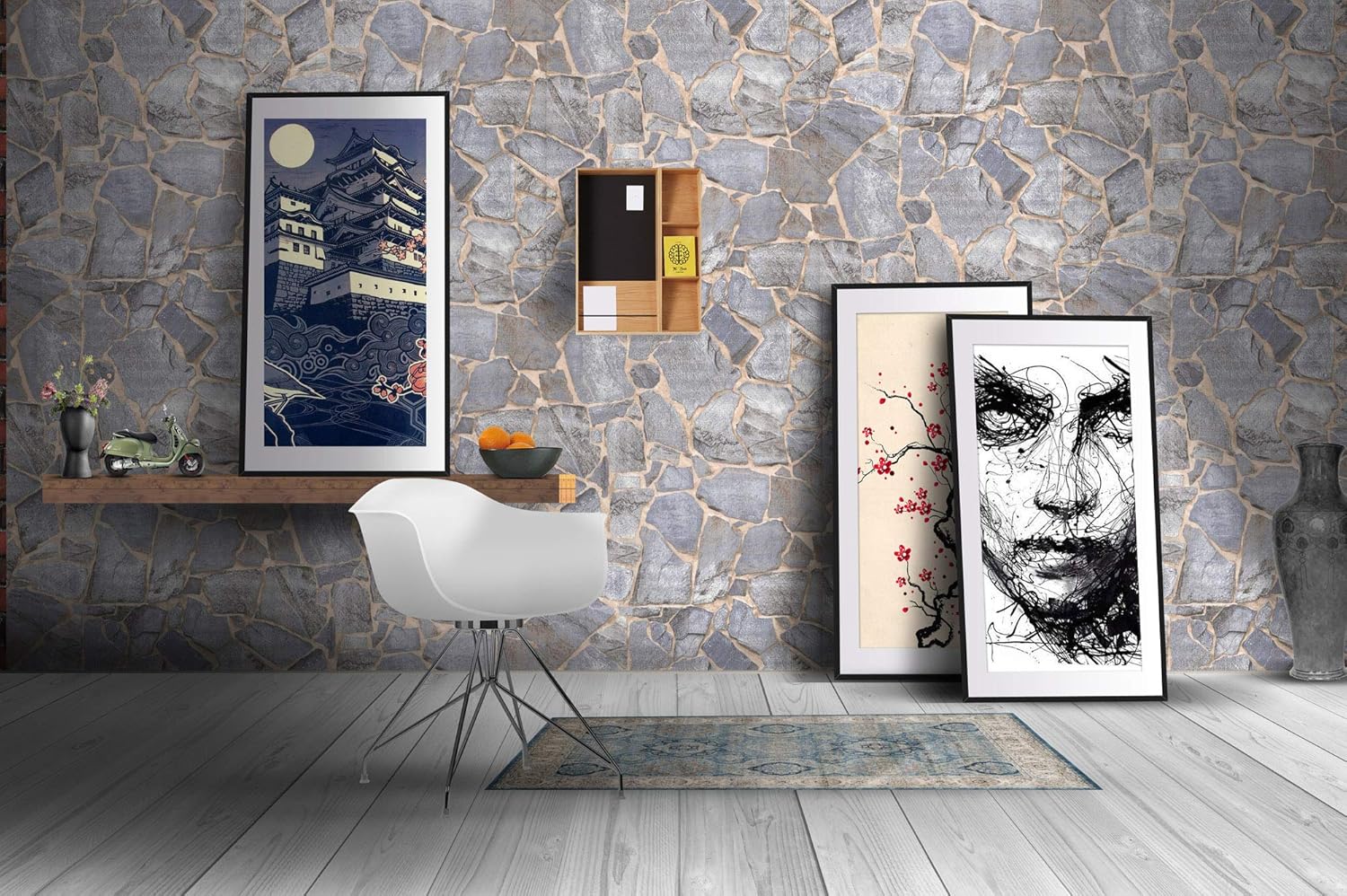 Store2508® Premium Textured Self Adhesive Sticker Wallpaper, Grey Rock Design. (0.53 * 5 Metre