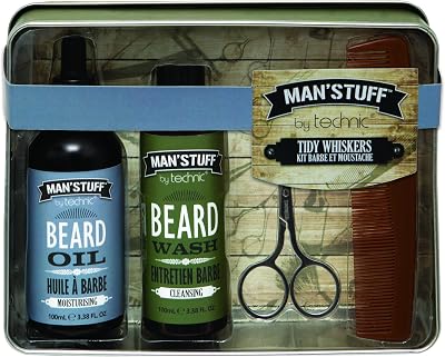 Technic Man Stuff Tidy Whiskers Bath and Body Grooming Set Beard Care Tin