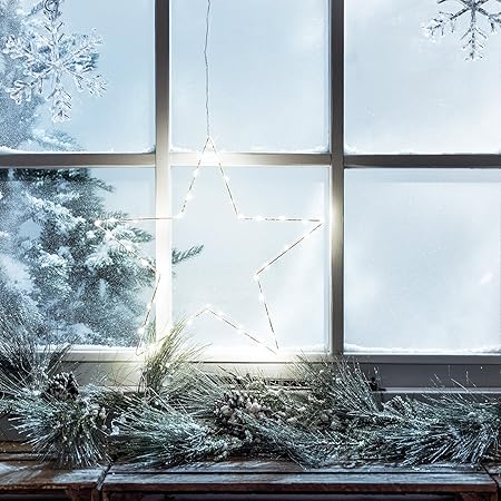 Lights4fun Led Star Christmas Window Decorations Timer Battery