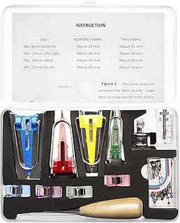 Schrägbandformer Set Schrägband Nähfuß Schneiderahle Pins Nähen Stoffklammern Herstellung von Schrägband 25mm 18mm 12mm 6mm 4er Tape Maker Set