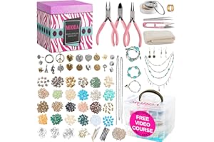 MODDA Deluxe Jewelry Making Kit with Video Course, Includes Instructions, Beads, Necklace, Bracelet, Earrings Making, Crafts for Adults, Beginners, Christmas Gift for Teens, Girls 13-15, Moms, Women