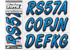 STIFFIE Whipline Blueberry/Black 3" Super Sticky Boat & PWC Registration Decals • Numbers Letters Stickers