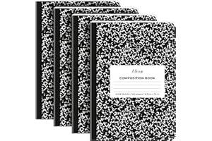 Alitte Composition Notebooks 4-Pack | Wide Ruled, 200 Pages (100 Sheets) | Black Marble, Smooth Thick Pages | 9.75x7.5, | School Notebooks, Writing Pads
