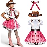 Spooktacular Creations Halloween Cowgirl Costume for Girls, Toddler White Cowgirl Dress Outfit with Western Hat for Kids Dress-Up, Cosplay and Themed Party (Medium, 8-10 yrs)